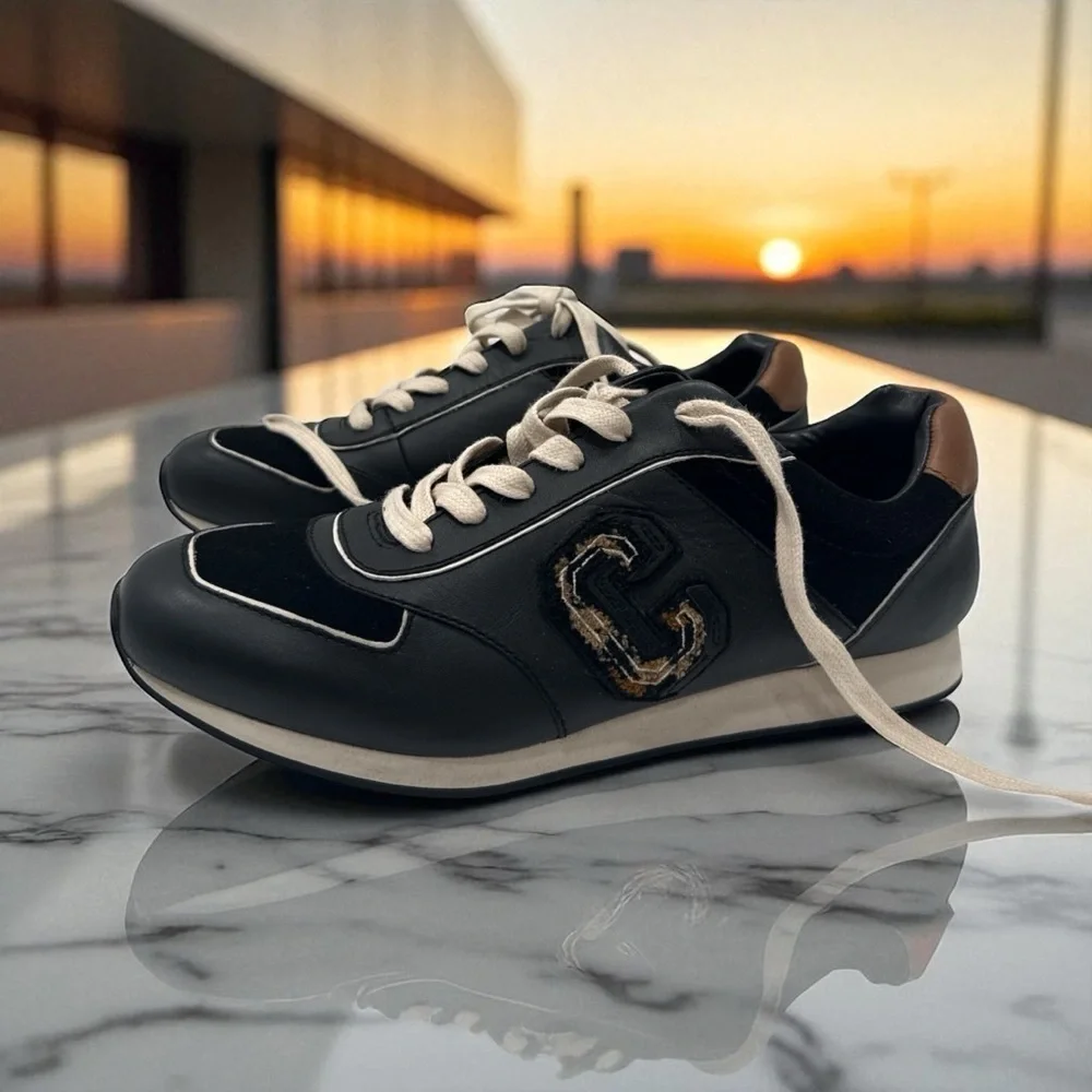 Coach Rebecca Varsity Nap/suede Black/Saddle Q8800 US size 10 B